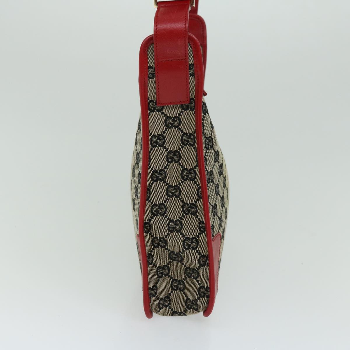 GUCCI GG Canvas Shoulder Bag Beige Red Auth 66281