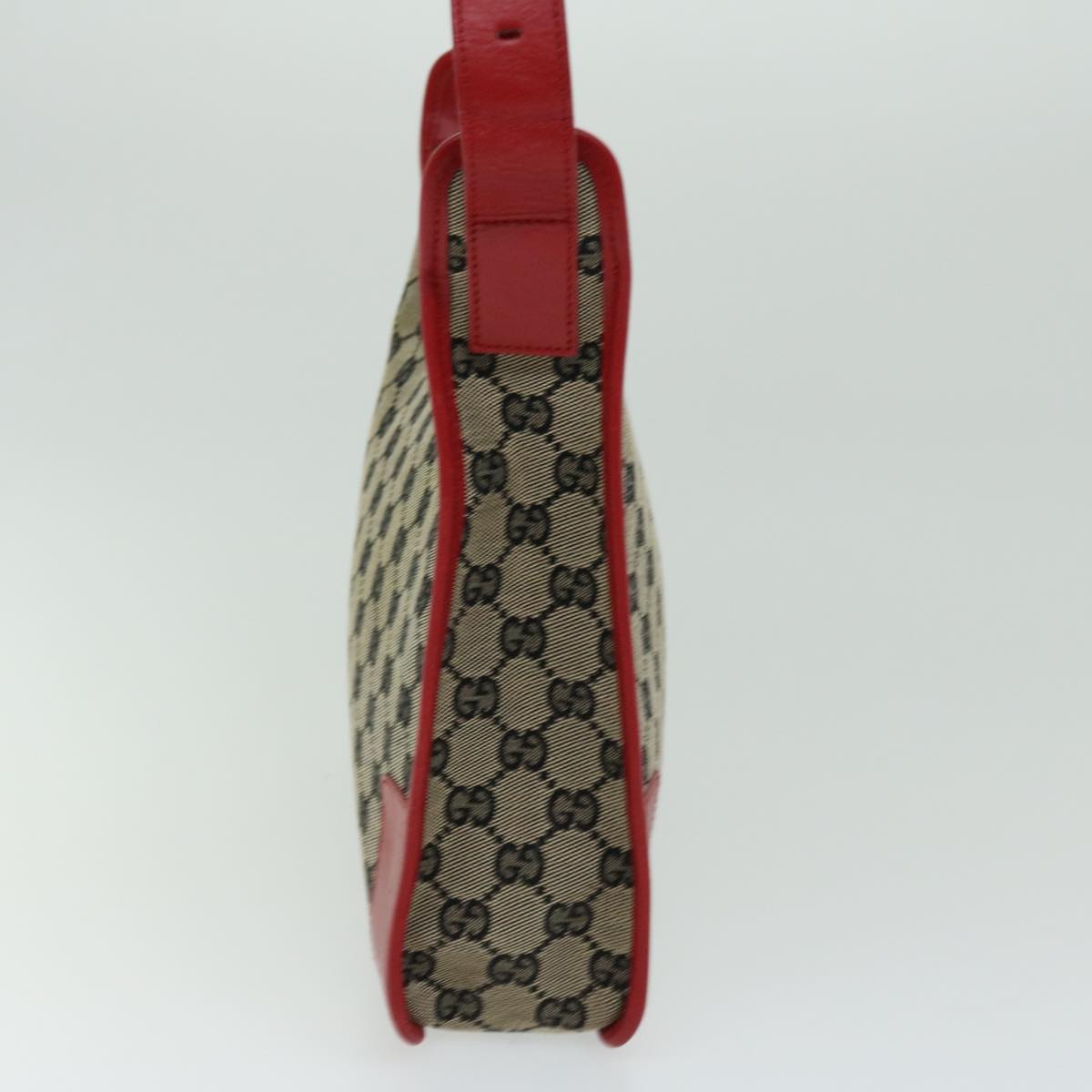 GUCCI GG Canvas Shoulder Bag Beige Red Auth 66281