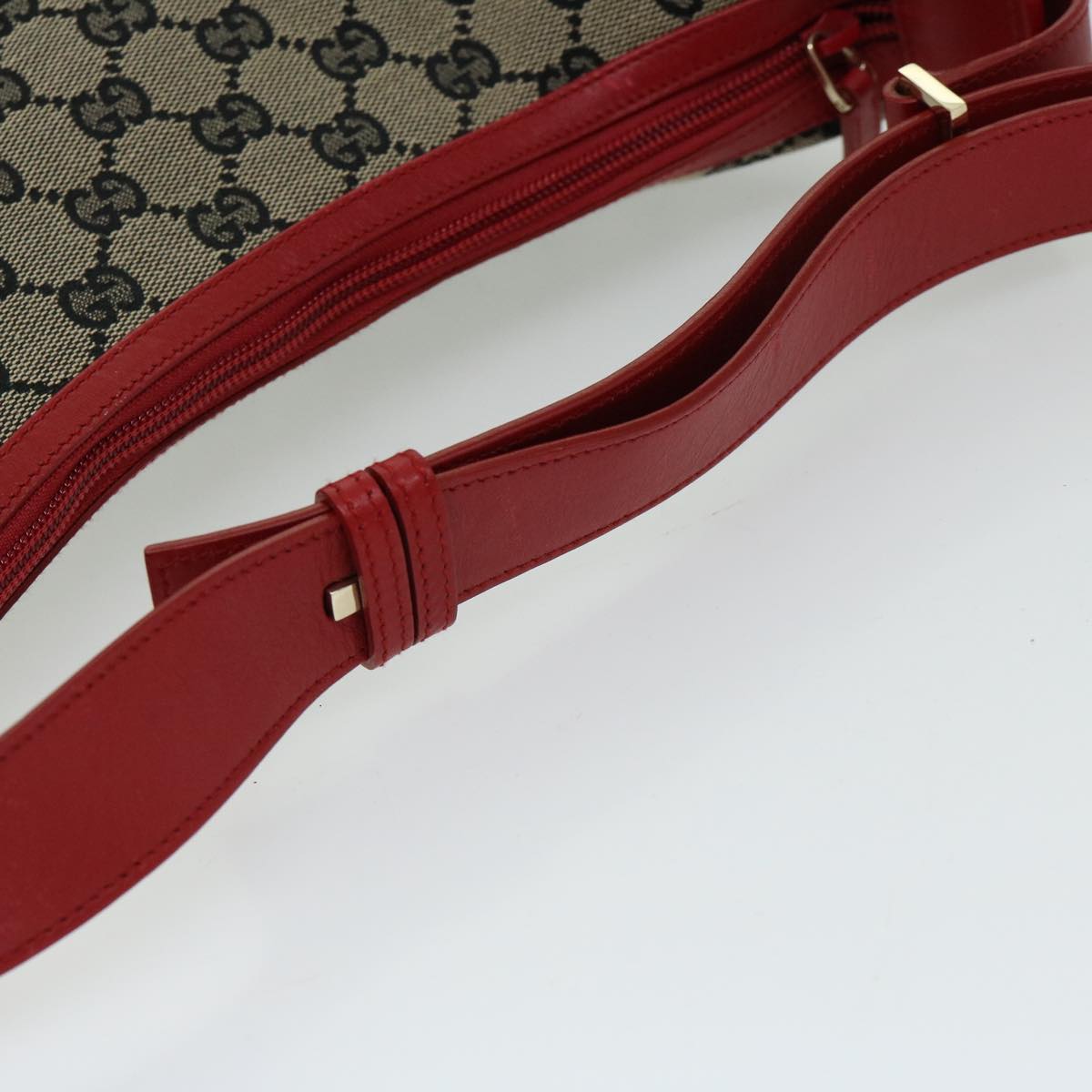 GUCCI GG Canvas Shoulder Bag Beige Red Auth 66281