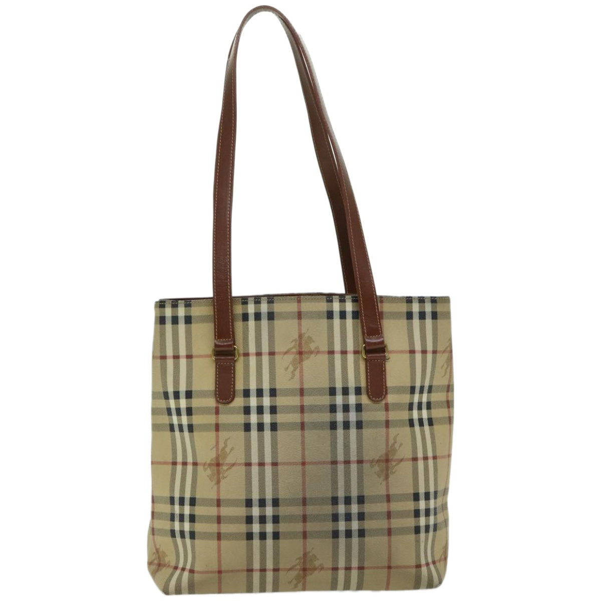 BURBERRY Nova Check Tote Bag PVC Beige Auth 66284