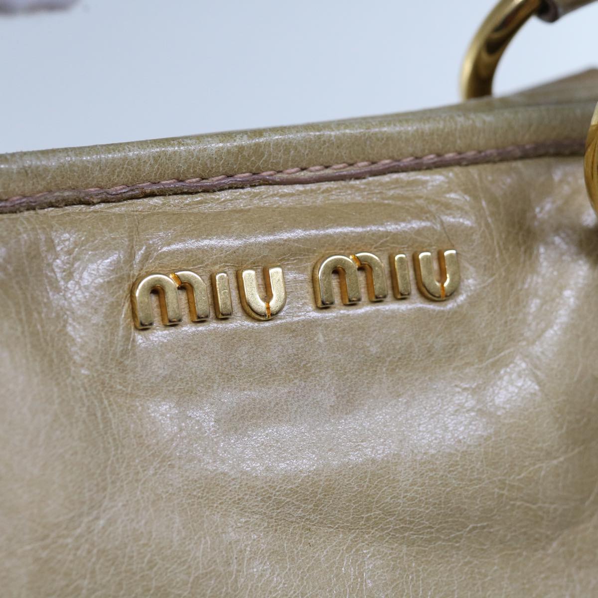 Miu Miu Hand Bag Leather 2way Beige Auth 66287
