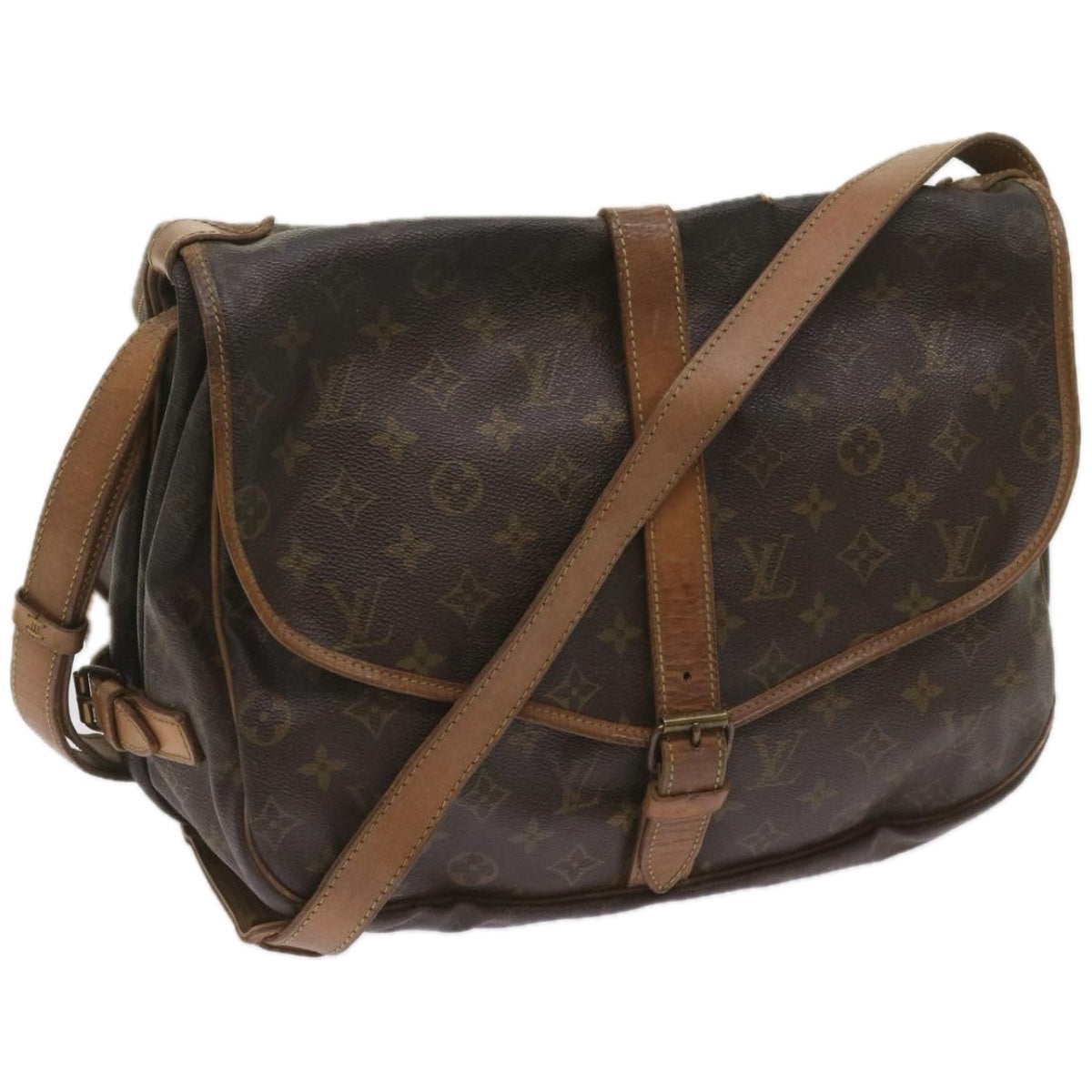 LOUIS VUITTON Monogram Saumur 35 Shoulder Bag M42254 LV Auth 66289