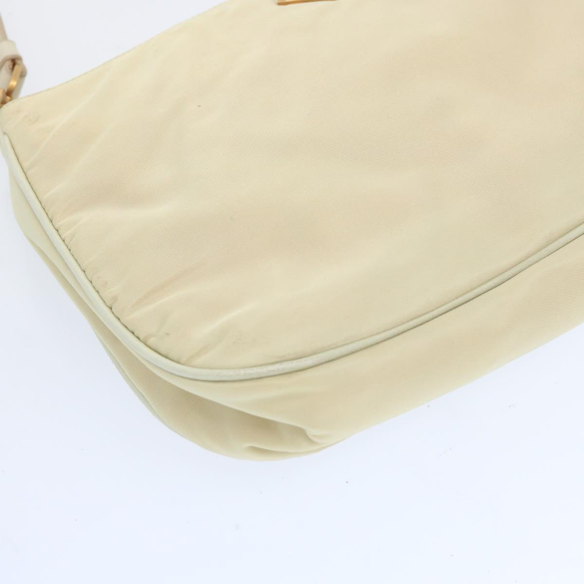 PRADA Shoulder Bag Nylon Beige Auth 66306