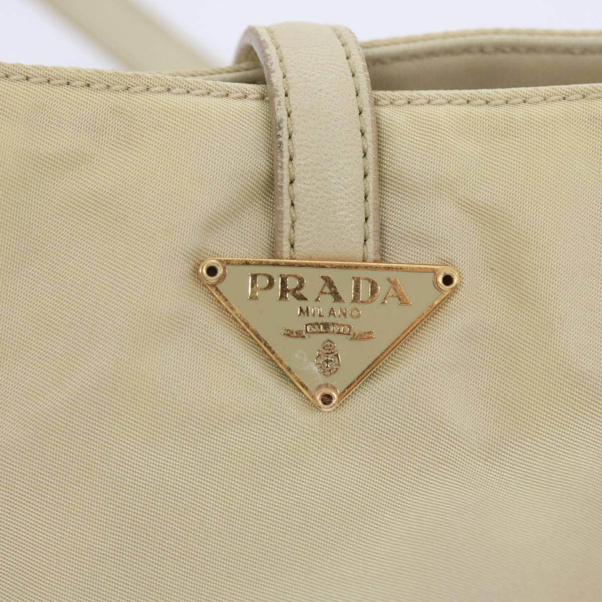 PRADA Shoulder Bag Nylon Beige Auth 66306