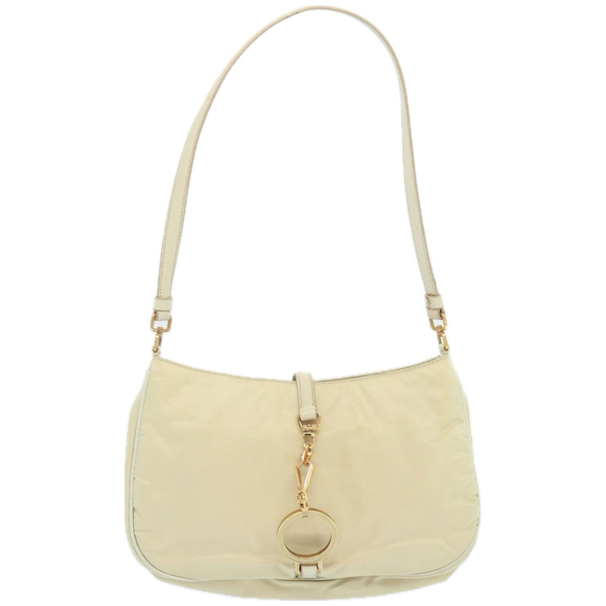 PRADA Shoulder Bag Nylon Beige Auth 66306