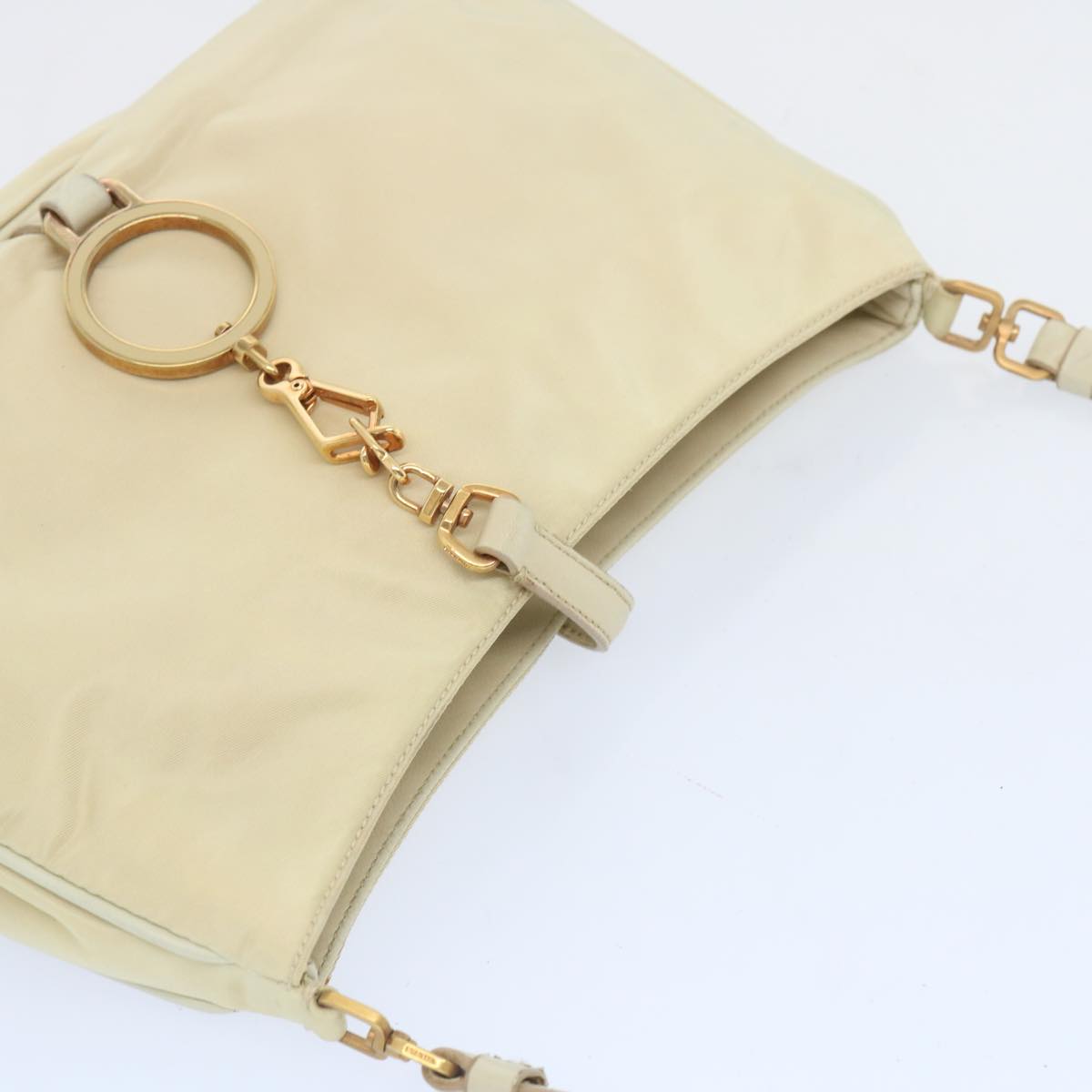 PRADA Shoulder Bag Nylon Beige Auth 66306