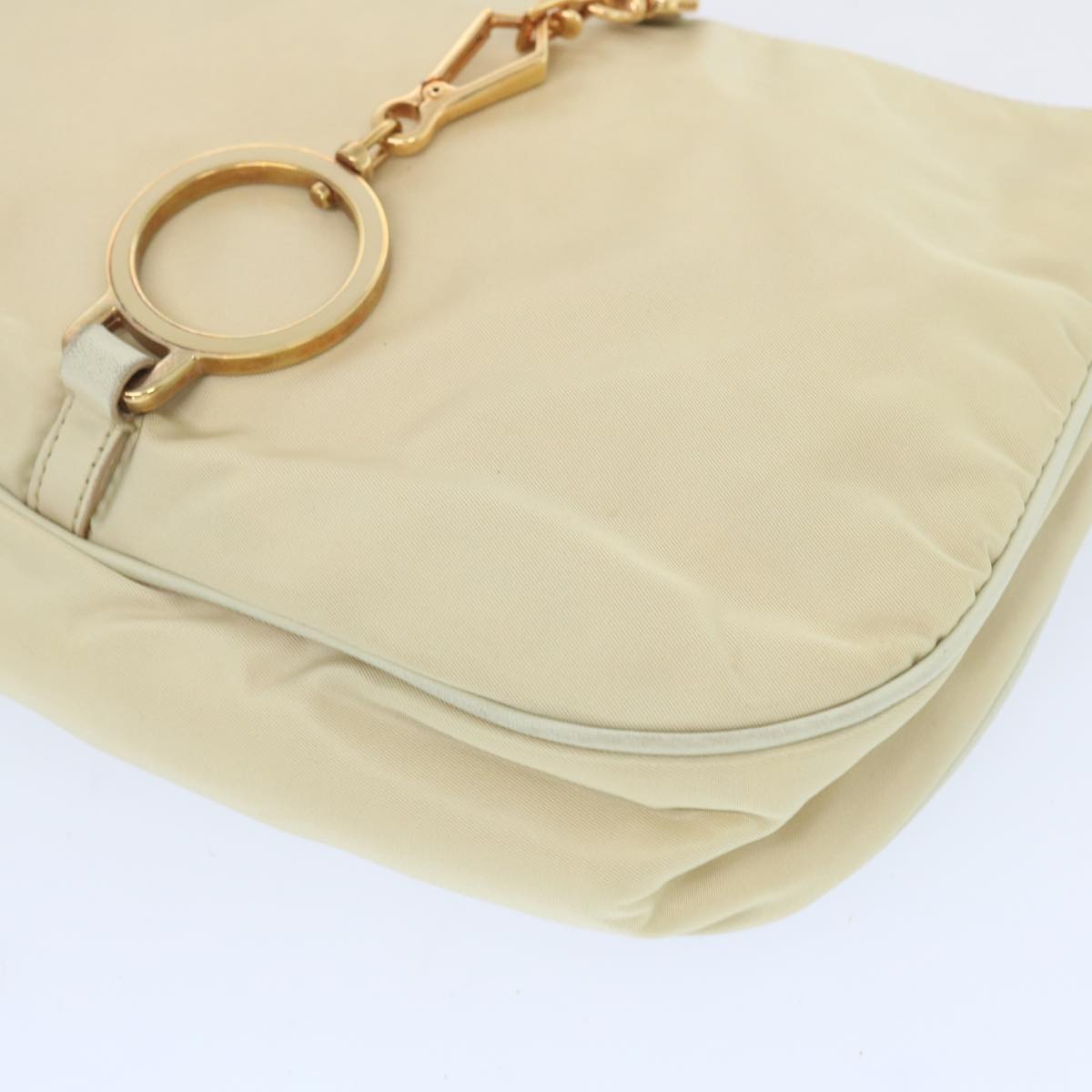 PRADA Shoulder Bag Nylon Beige Auth 66306