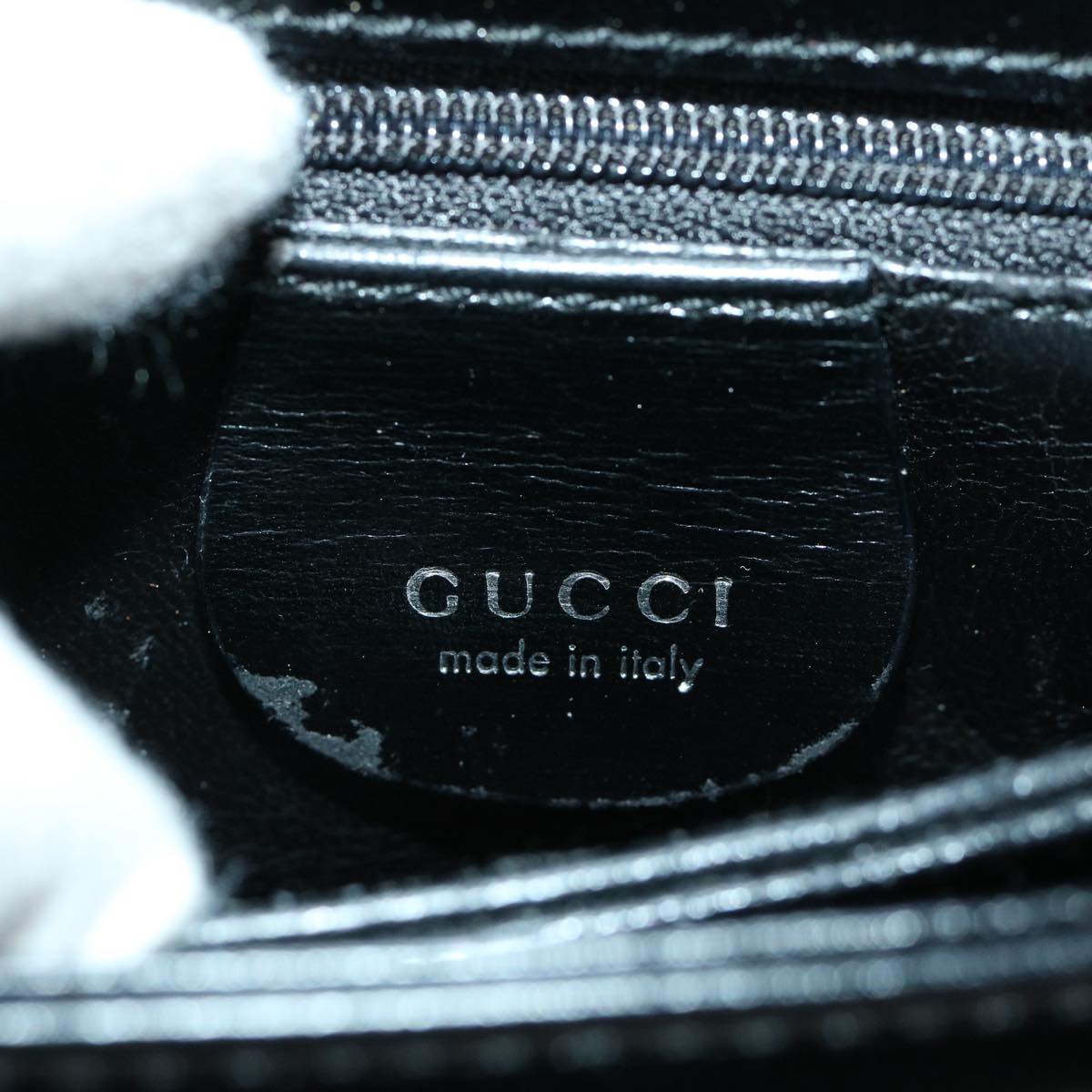 GUCCI Shoulder Bag Patent leather Black Auth 66351