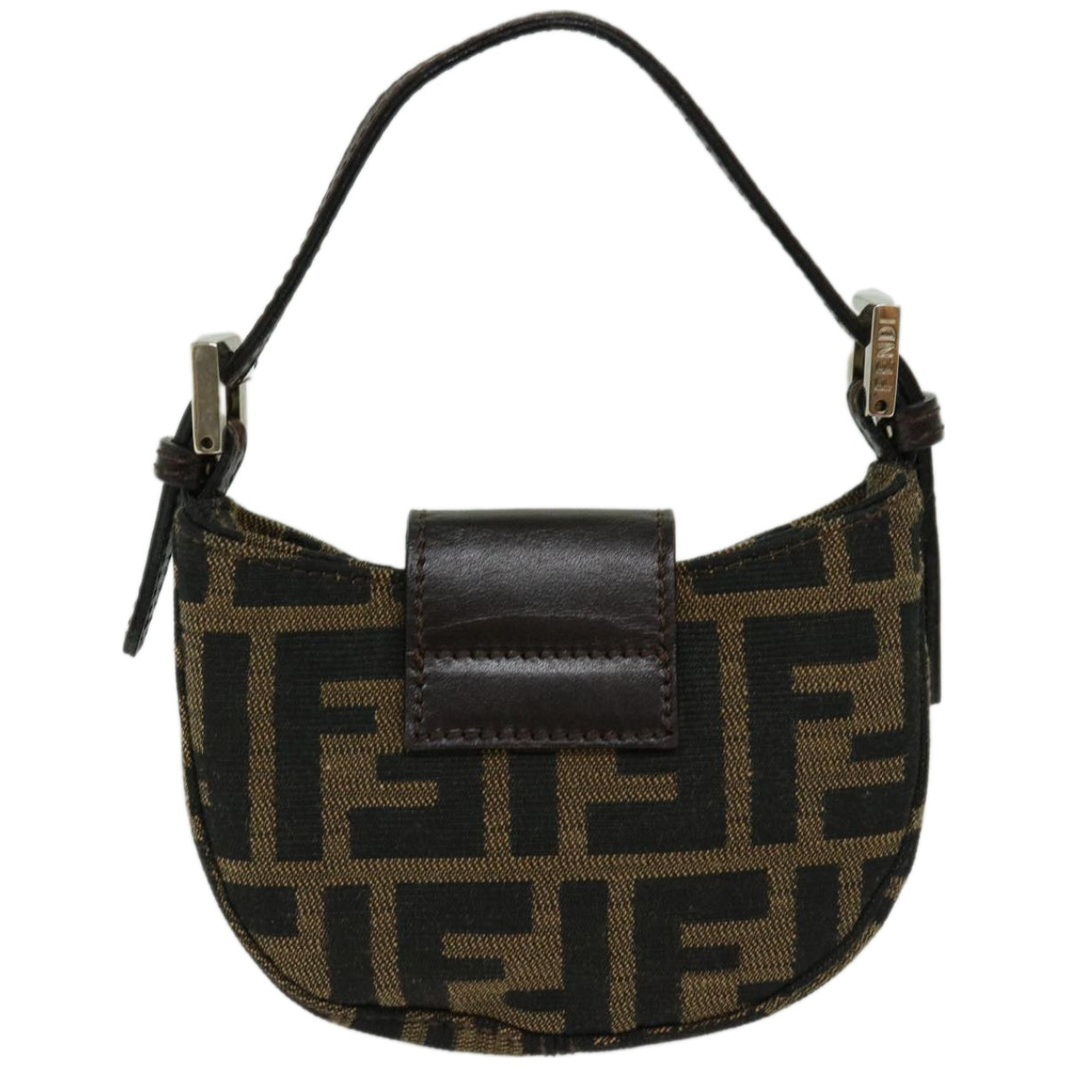 FENDI Zucca Canvas Mini Mamma Baguette Hand Bag Brown Auth 66352A