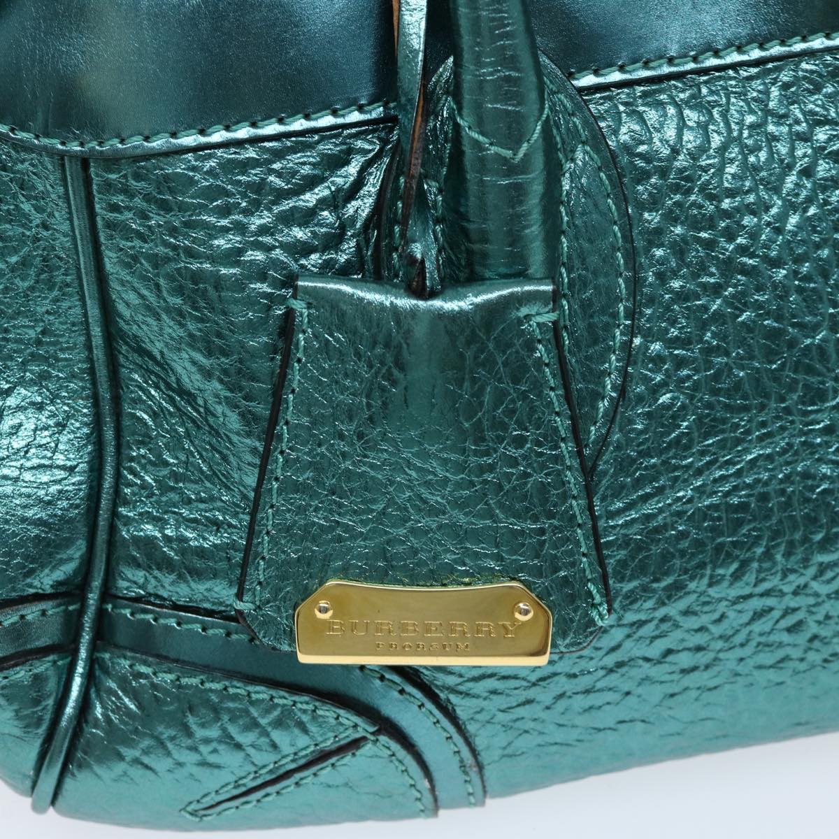 BURBERRY Hand Bag Leather Turquoise Blue Auth 66359