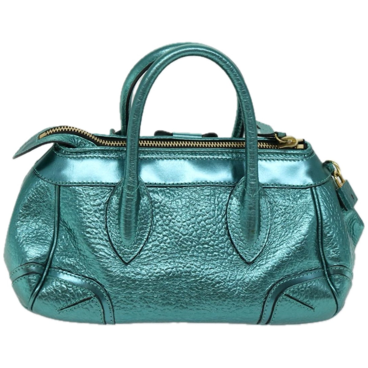 BURBERRY Hand Bag Leather Turquoise Blue Auth 66359 - 0