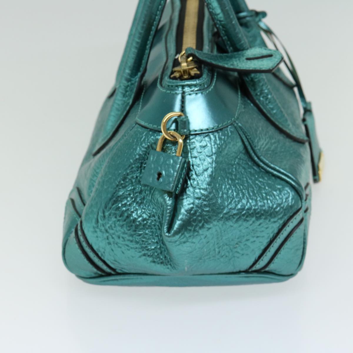 BURBERRY Hand Bag Leather Turquoise Blue Auth 66359