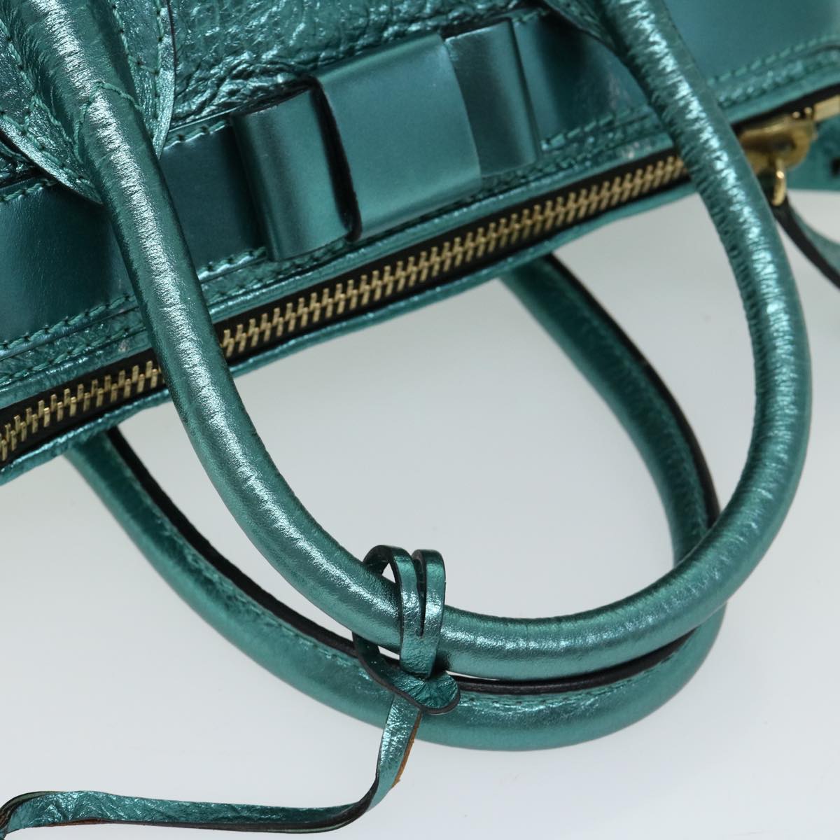 BURBERRY Hand Bag Leather Turquoise Blue Auth 66359