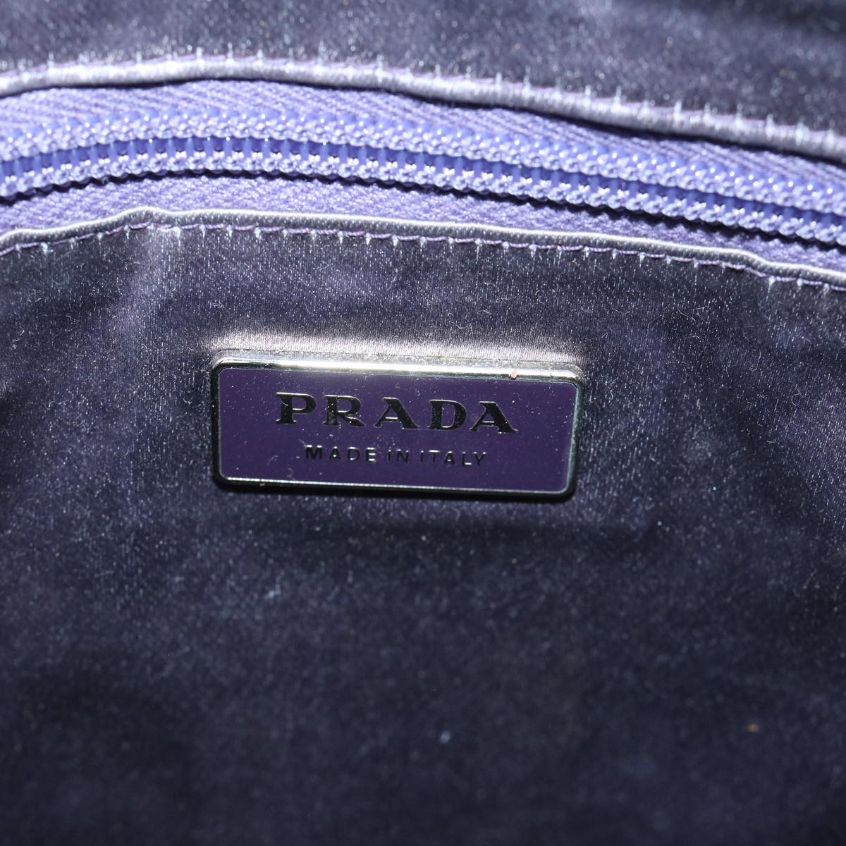 PRADA Shoulder Bag Canvas Beige Purple Auth 66369