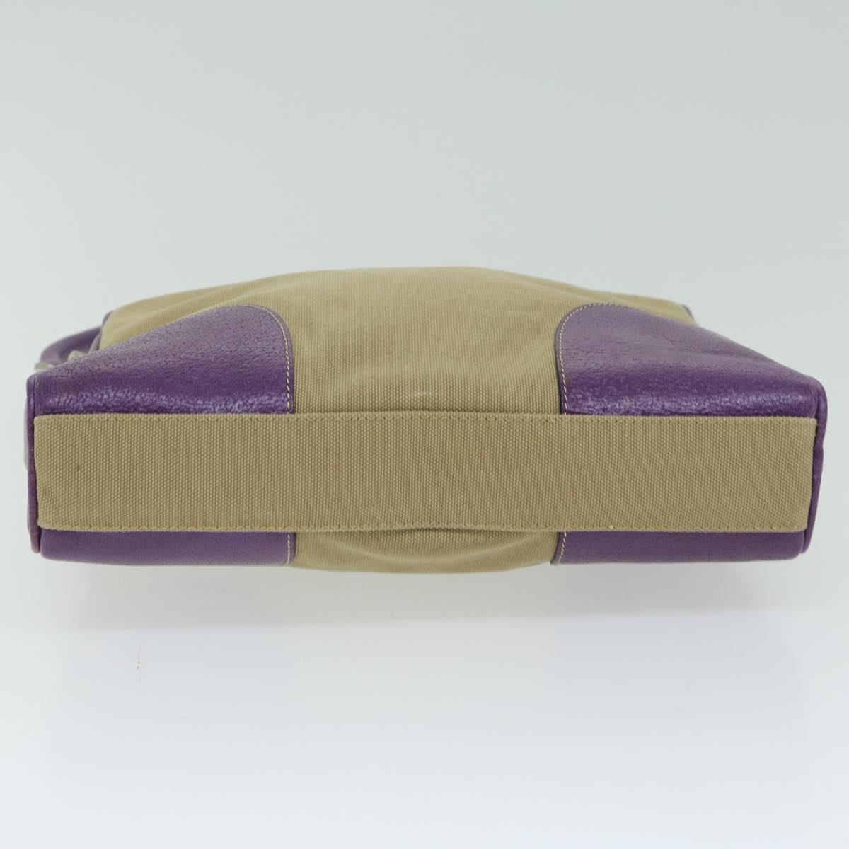 PRADA Shoulder Bag Canvas Beige Purple Auth 66369