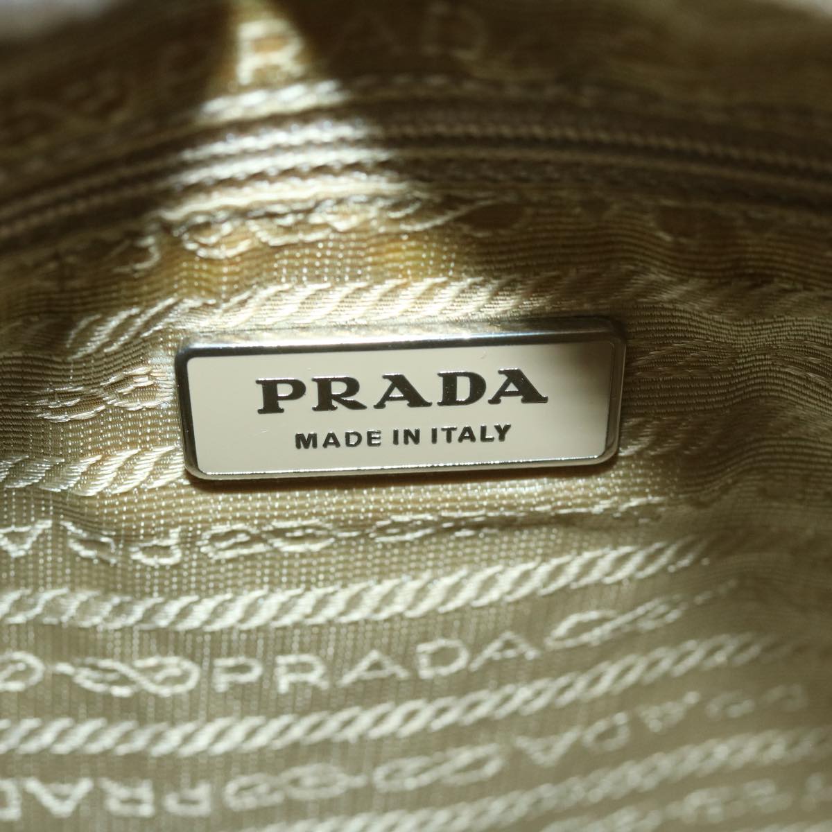 PRADA Shoulder Bag Nylon Beige Auth 66371