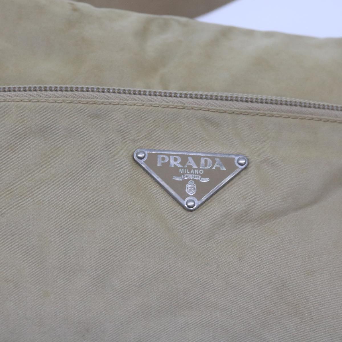 PRADA Shoulder Bag Nylon Beige Auth 66379