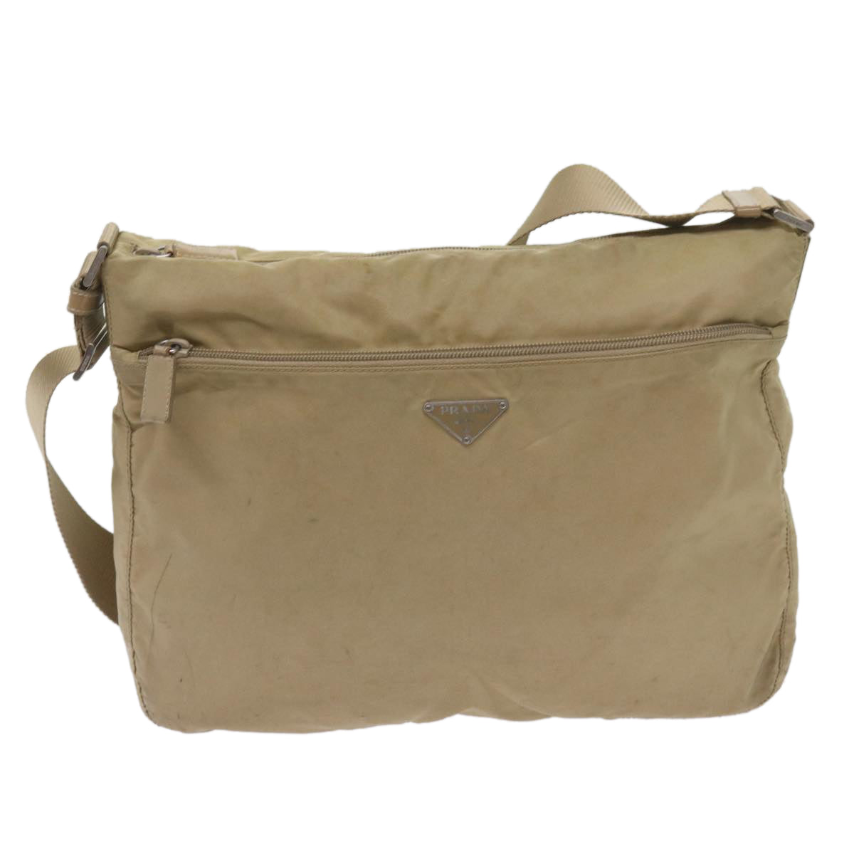 PRADA Shoulder Bag Nylon Beige Auth 66379 - 0