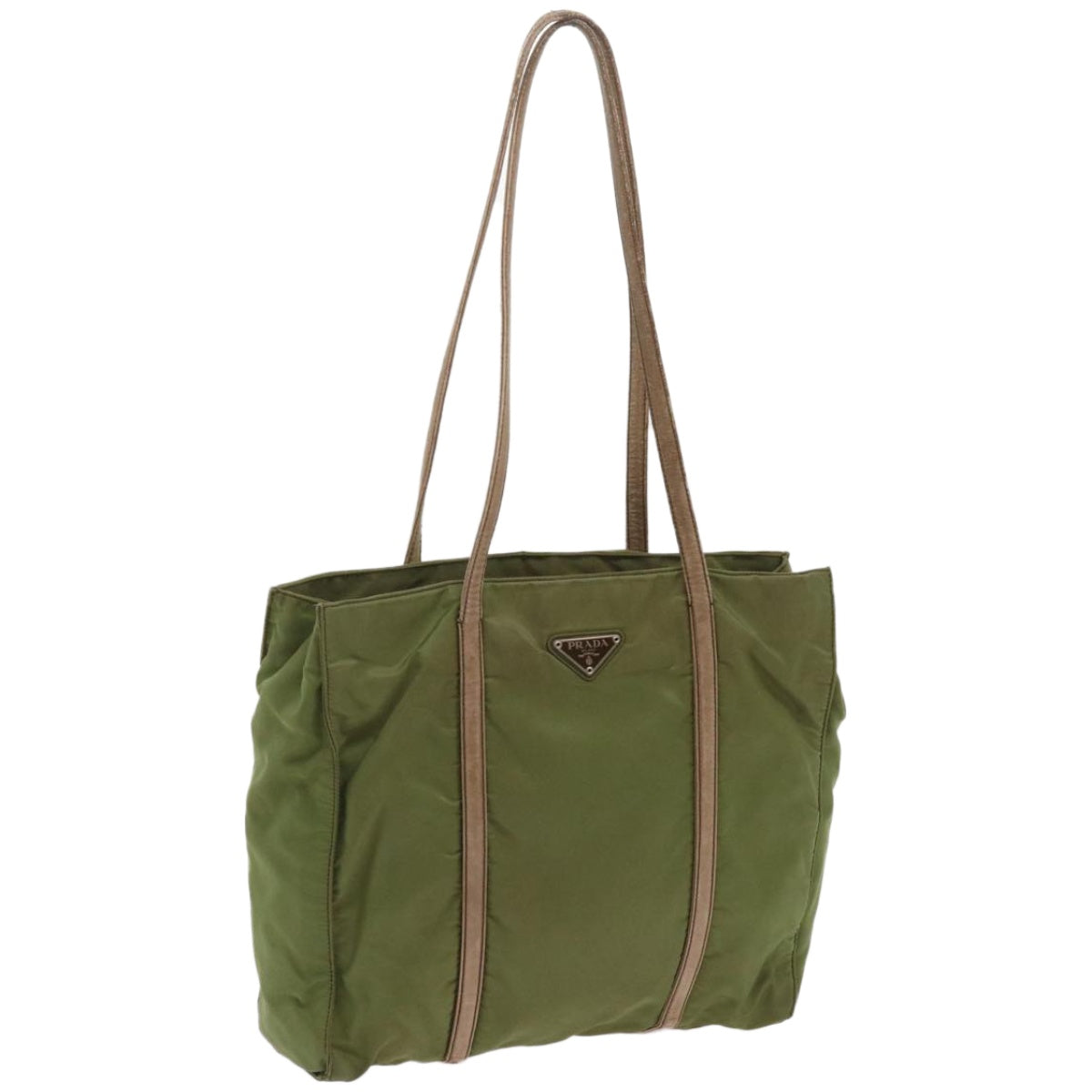 PRADA Tote Bag Nylon Khaki Auth 66382