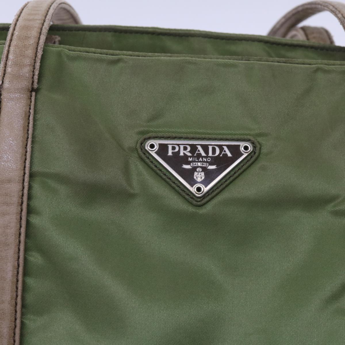 PRADA Tote Bag Nylon Khaki Auth 66382