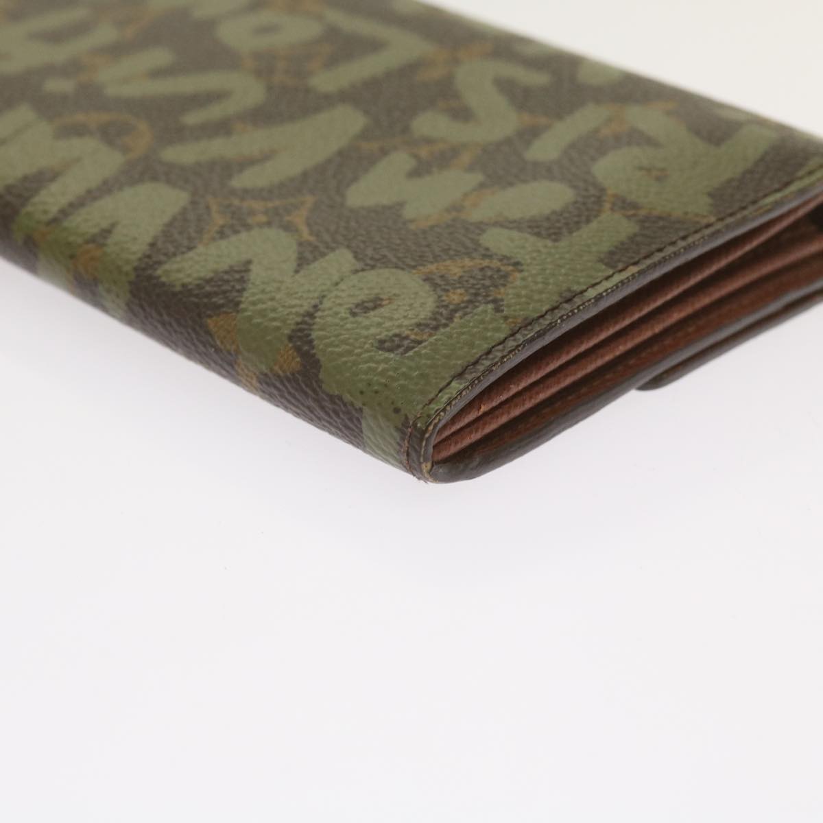 LOUIS VUITTON Monogram Graffiti Porte Monnaie Credit Khaki M92188 LV Auth 66413