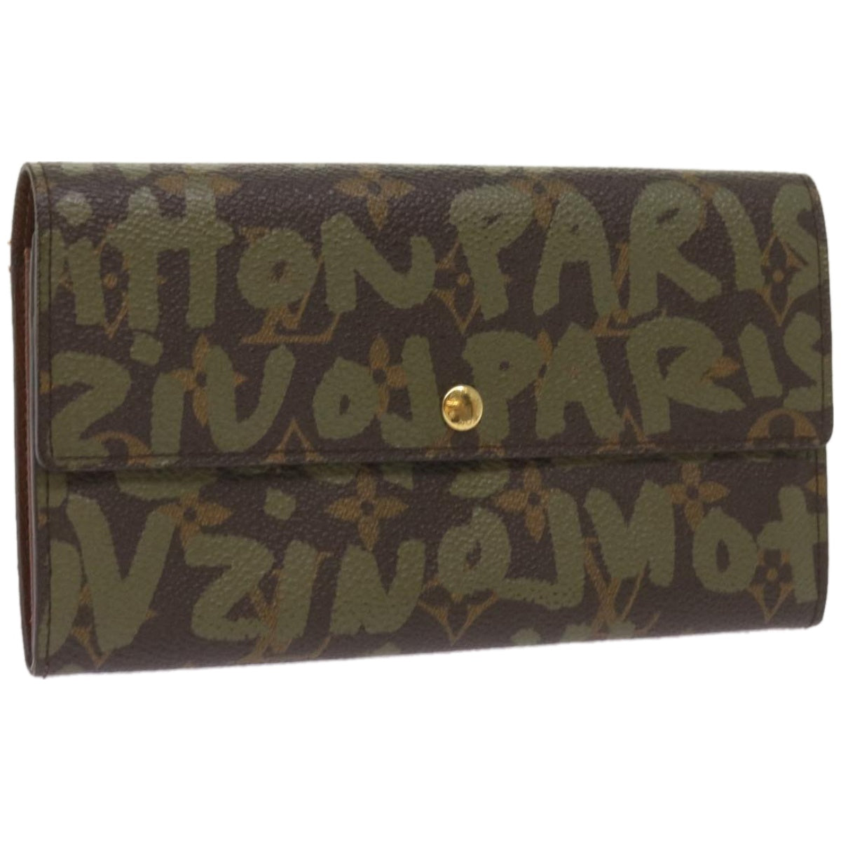 LOUIS VUITTON Monogram Graffiti Porte Monnaie Credit Khaki M92188 LV Auth 66413