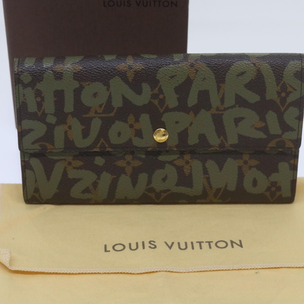 LOUIS VUITTON Monogram Graffiti Porte Monnaie Credit Khaki M92188 LV Auth 66413