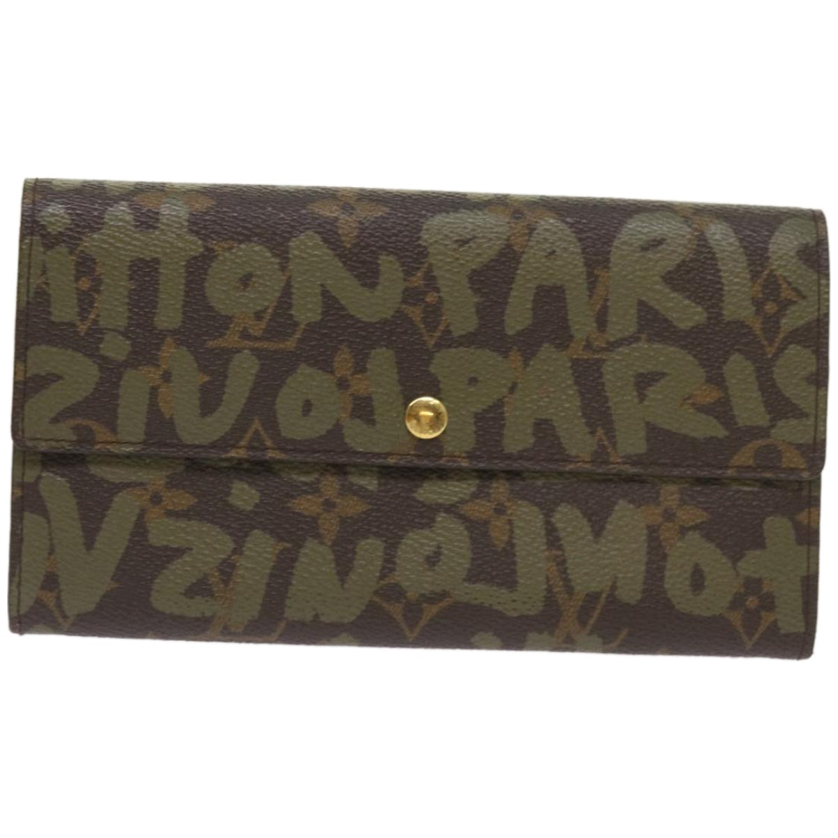 LOUIS VUITTON Monogram Graffiti Porte Monnaie Credit Khaki M92188 LV Auth 66413