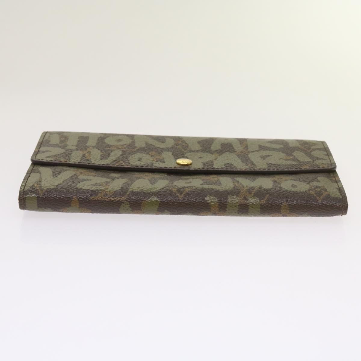 LOUIS VUITTON Monogram Graffiti Porte Monnaie Credit Khaki M92188 LV Auth 66413