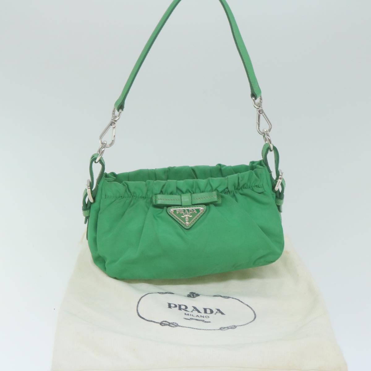 PRADA Shoulder Bag Nylon Green Auth 66427