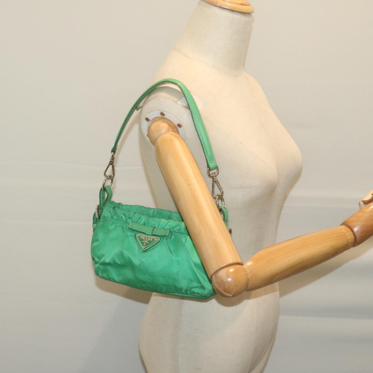 PRADA Shoulder Bag Nylon Green Auth 66427