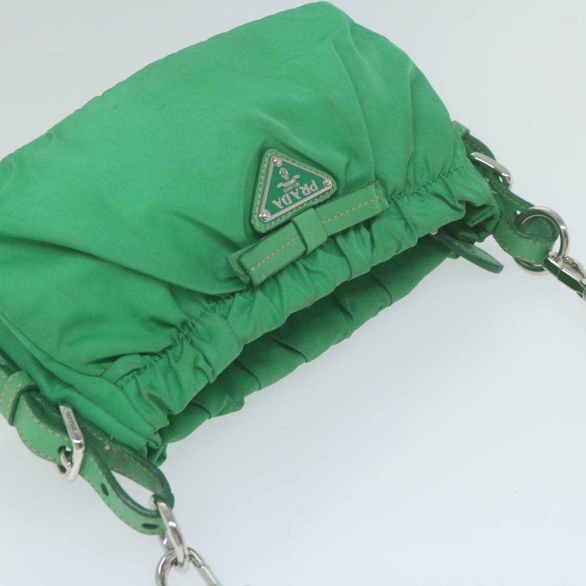 PRADA Shoulder Bag Nylon Green Auth 66427