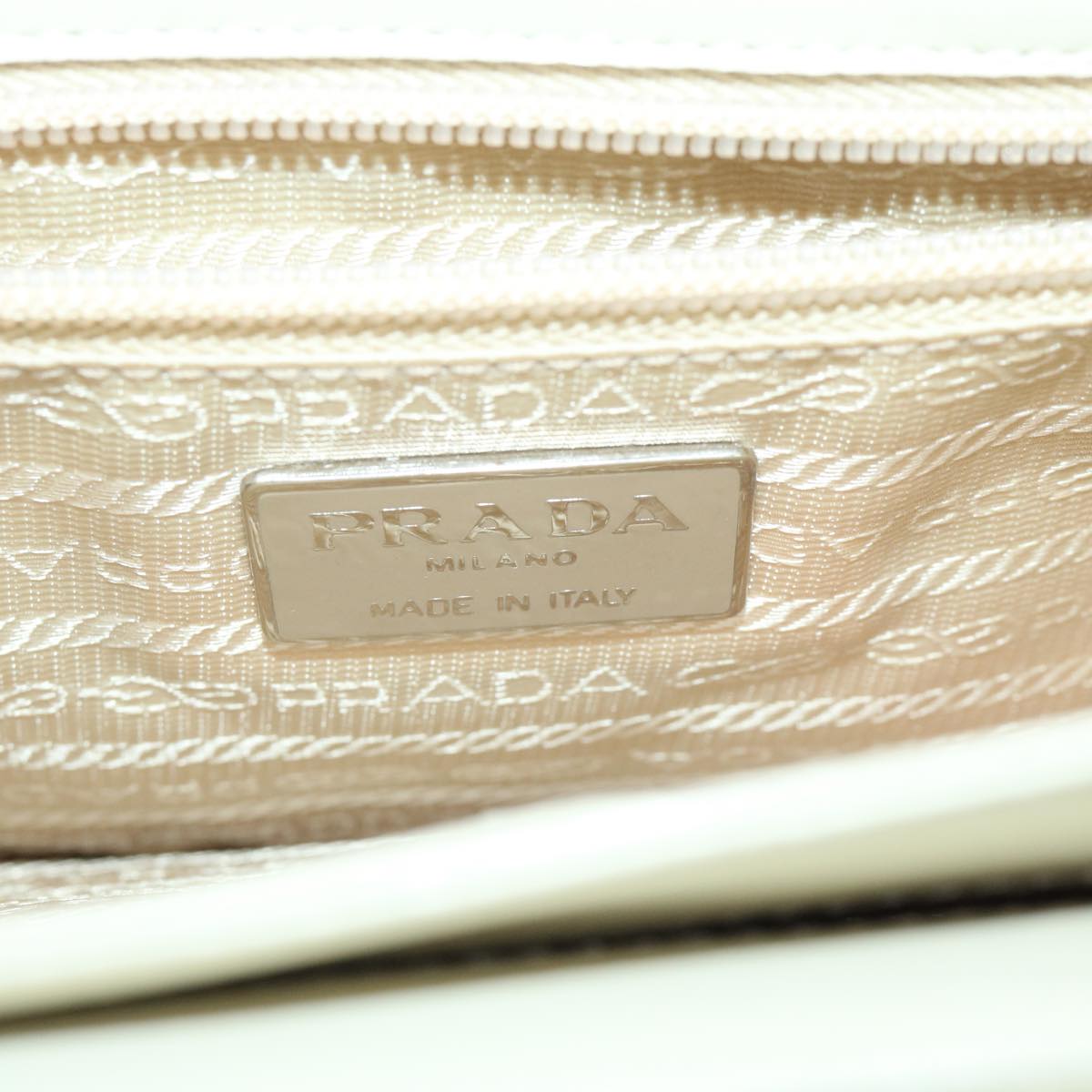 PRADA Shoulder Bag Nylon Leather White Auth 66433