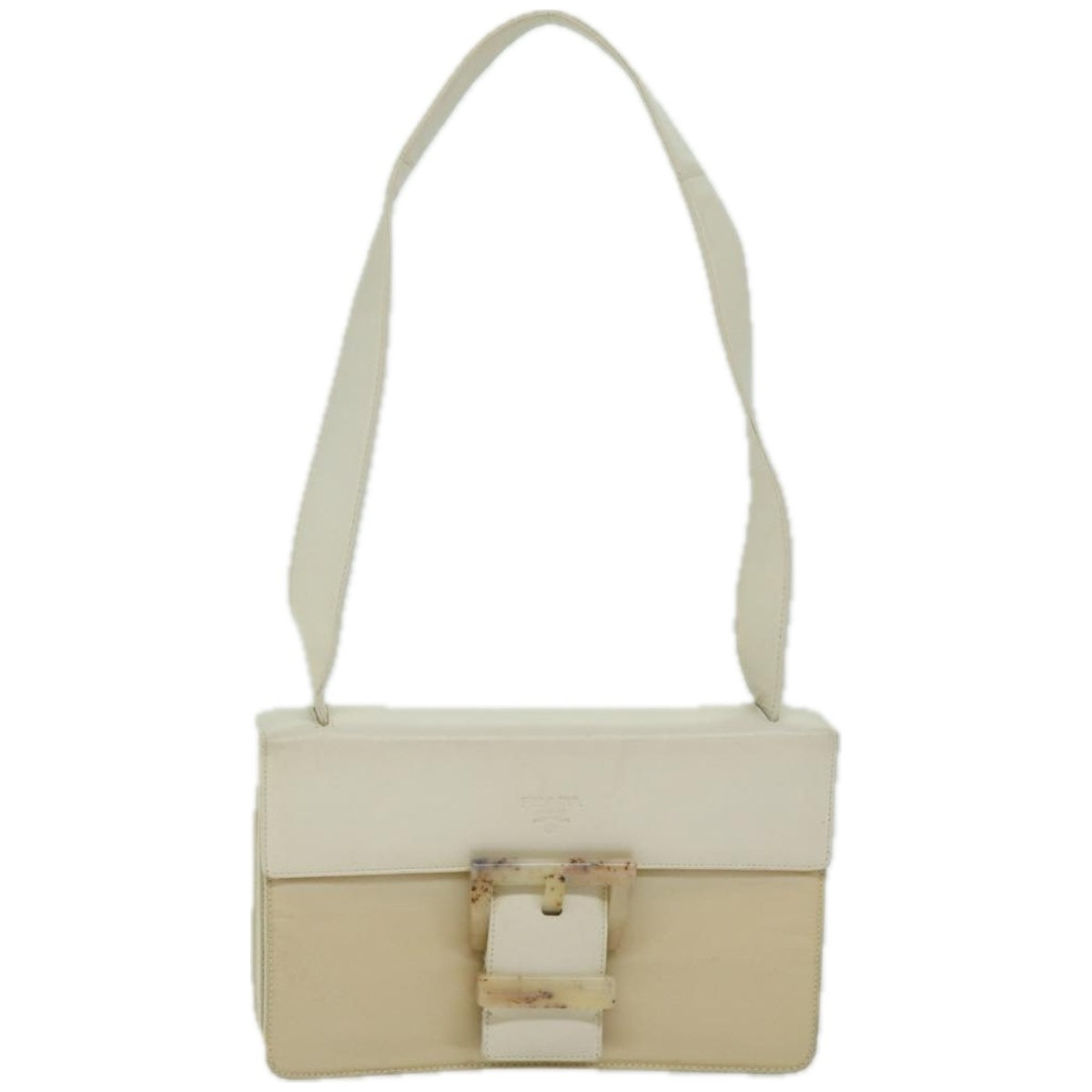 PRADA Shoulder Bag Nylon Leather White Auth 66433