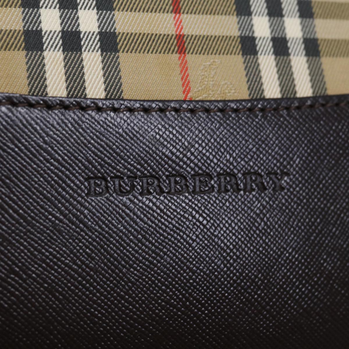 BURBERRY Nova Check Tote Bag Canvas Beige Black Auth 66488