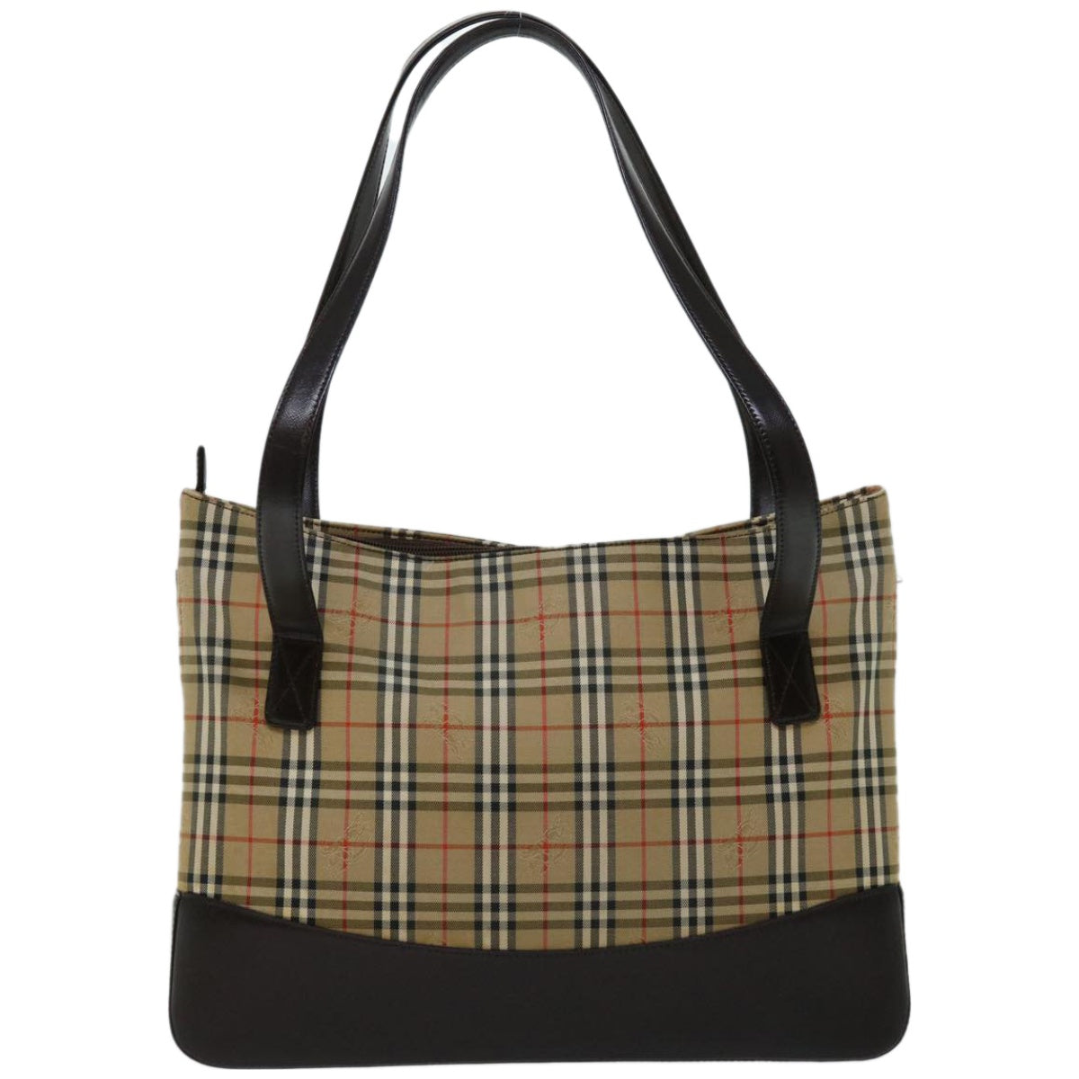 BURBERRY Nova Check Tote Bag Canvas Beige Black Auth 66488 - 0