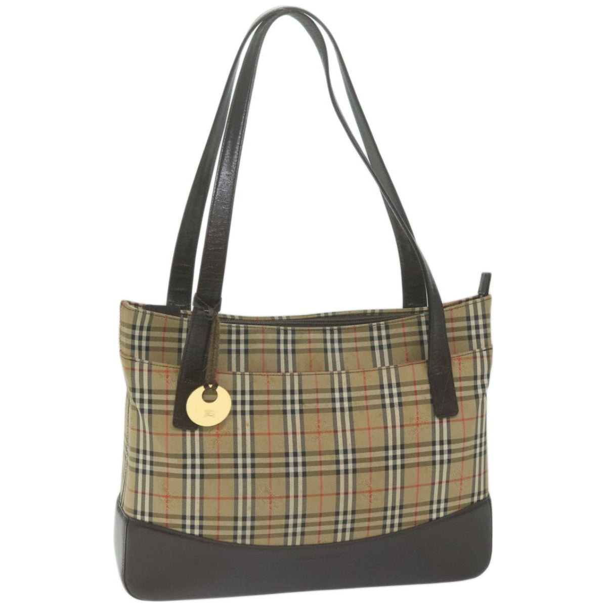 BURBERRY Nova Check Tote Bag Canvas Beige Auth 66489