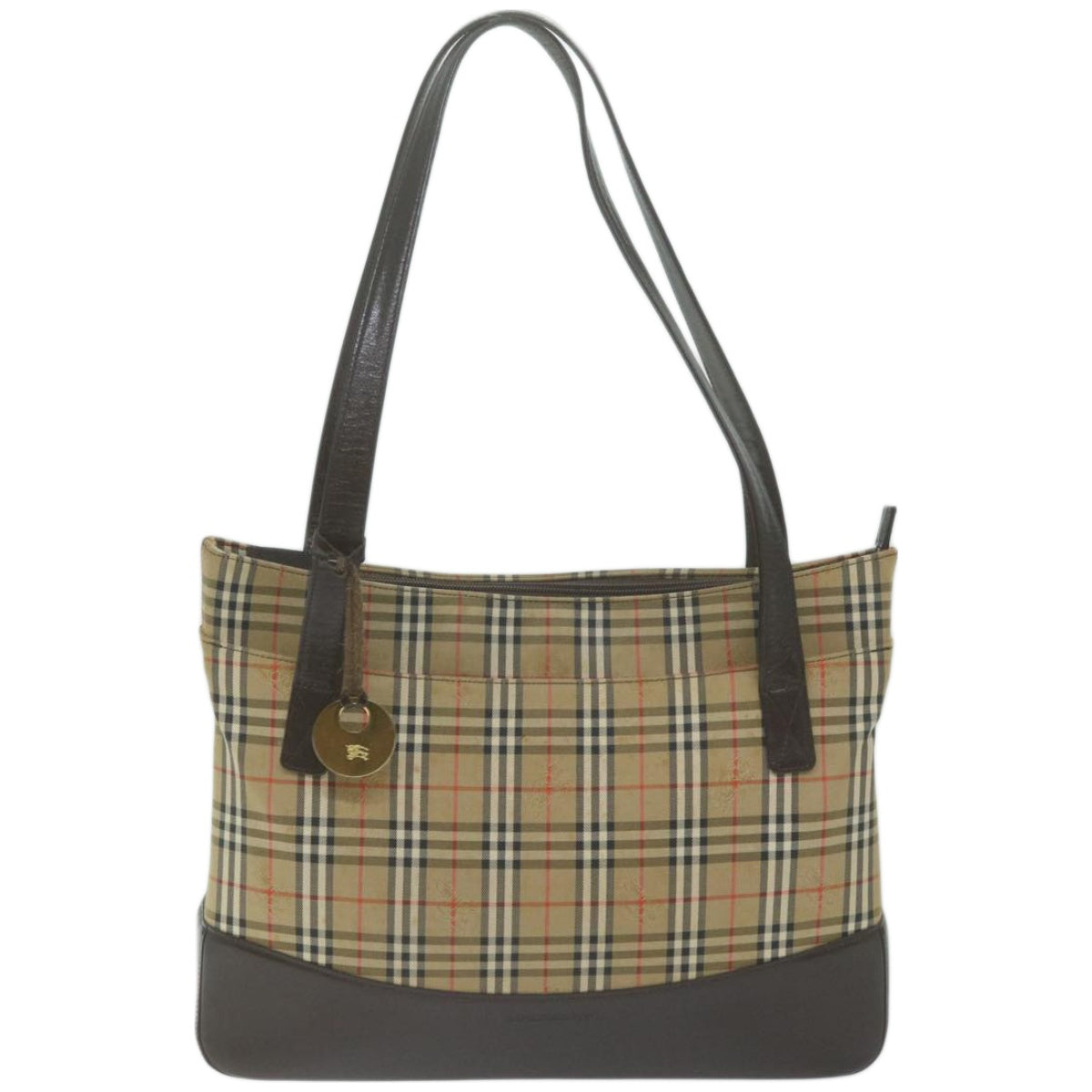 BURBERRY Nova Check Tote Bag Canvas Beige Auth 66489