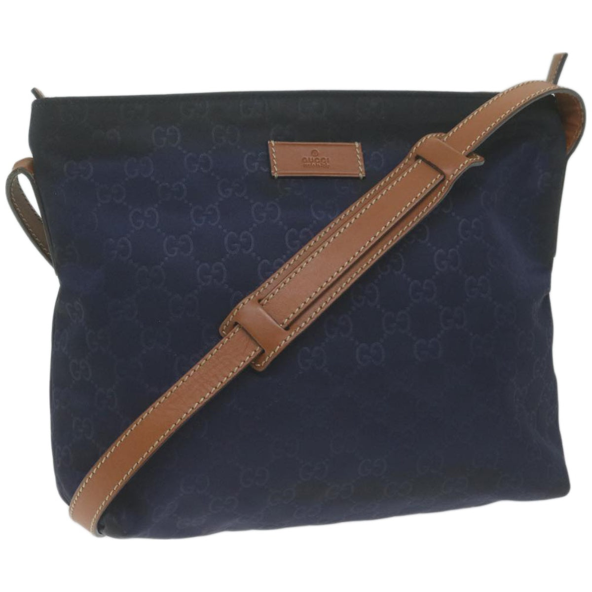 GUCCI GG Canvas Shoulder Bag Navy 314529 Auth 66496