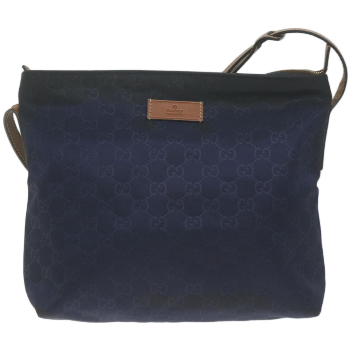 GUCCI GG Canvas Shoulder Bag Navy 314529 Auth 66496