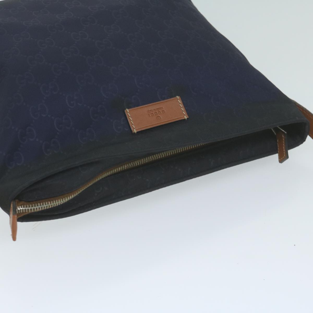 GUCCI GG Canvas Shoulder Bag Navy 314529 Auth 66496