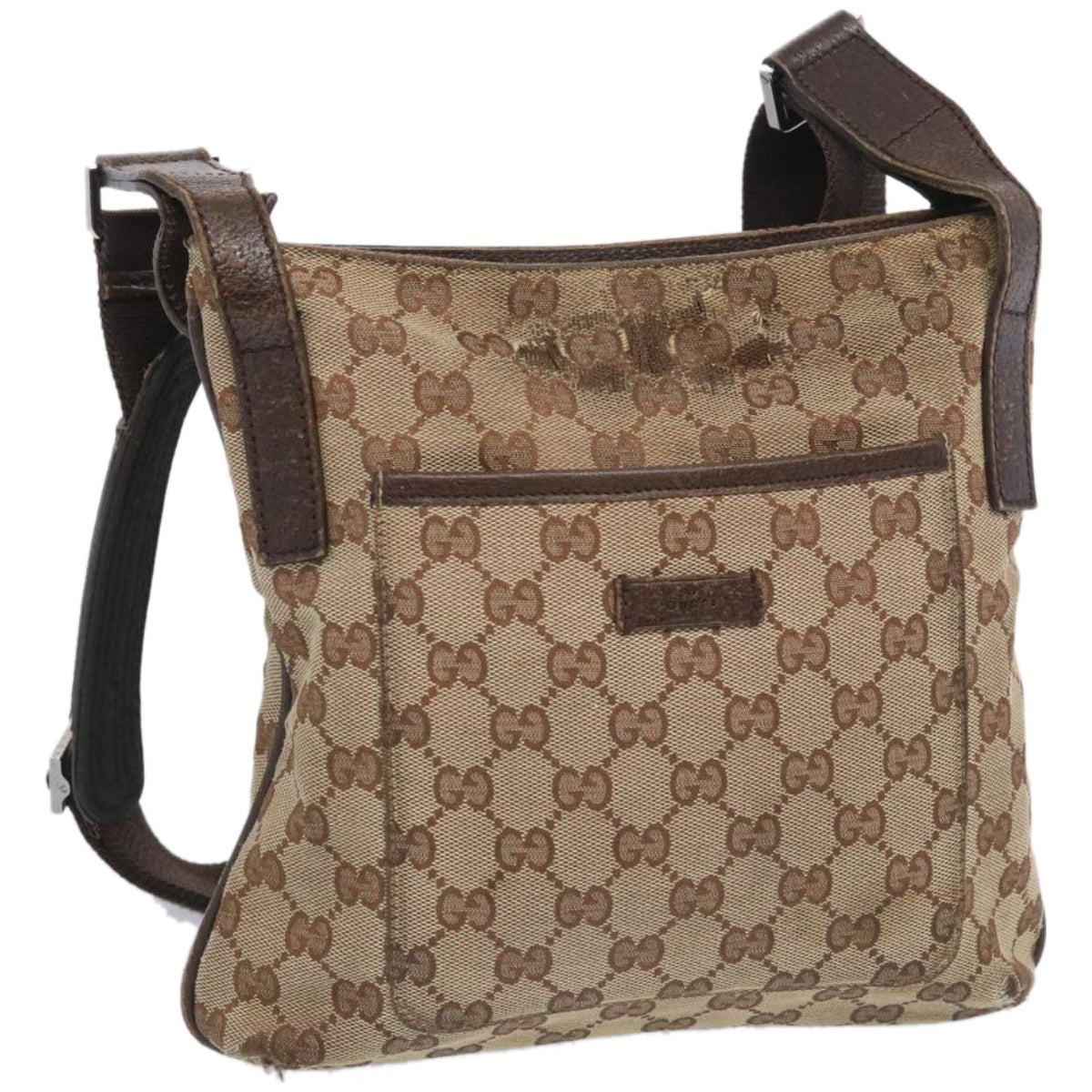 GUCCI GG Canvas Shoulder Bag Beige 122798 Auth 66497