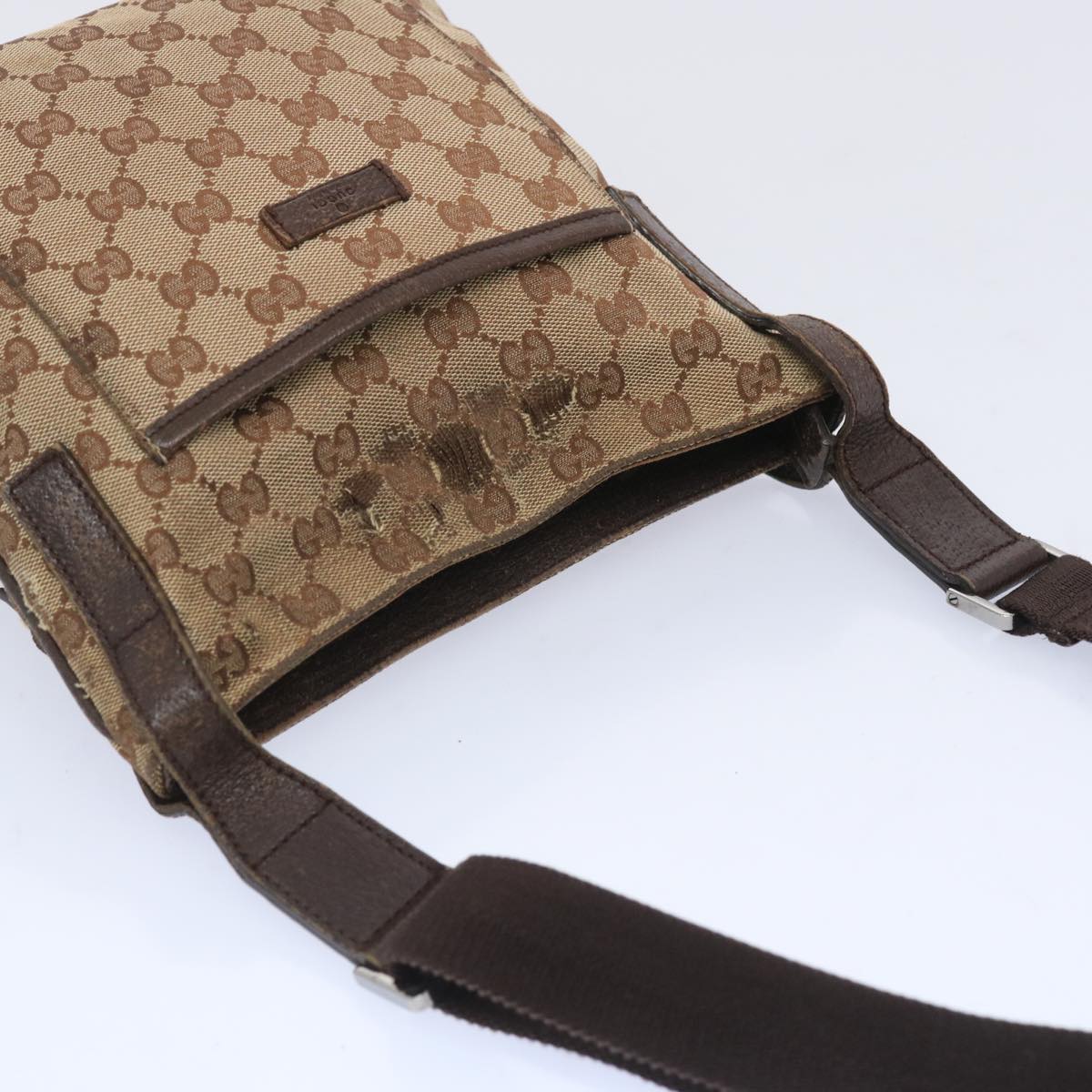 GUCCI GG Canvas Shoulder Bag Beige 122798 Auth 66497