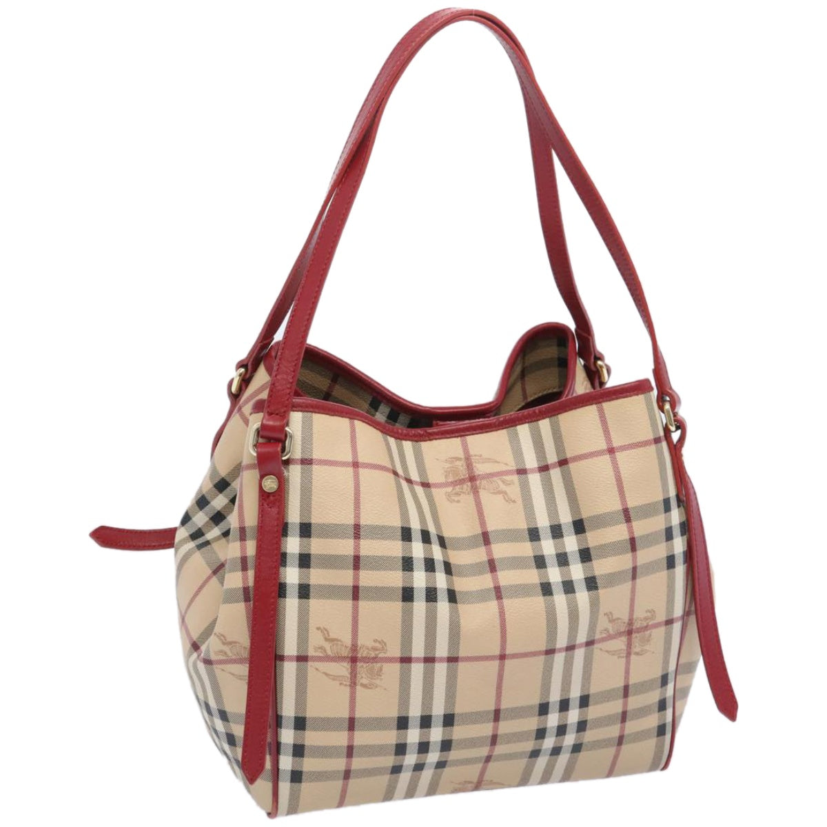 BURBERRY Nova Check Tote Bag PVC Leather Beige Auth 66505