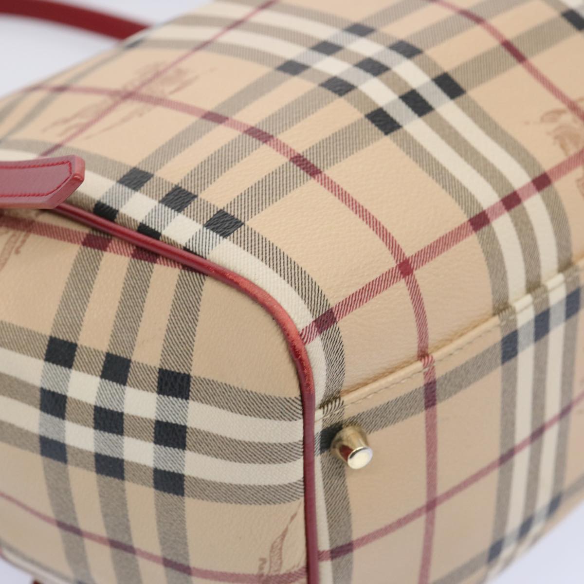 BURBERRY Nova Check Tote Bag PVC Leather Beige Auth 66505