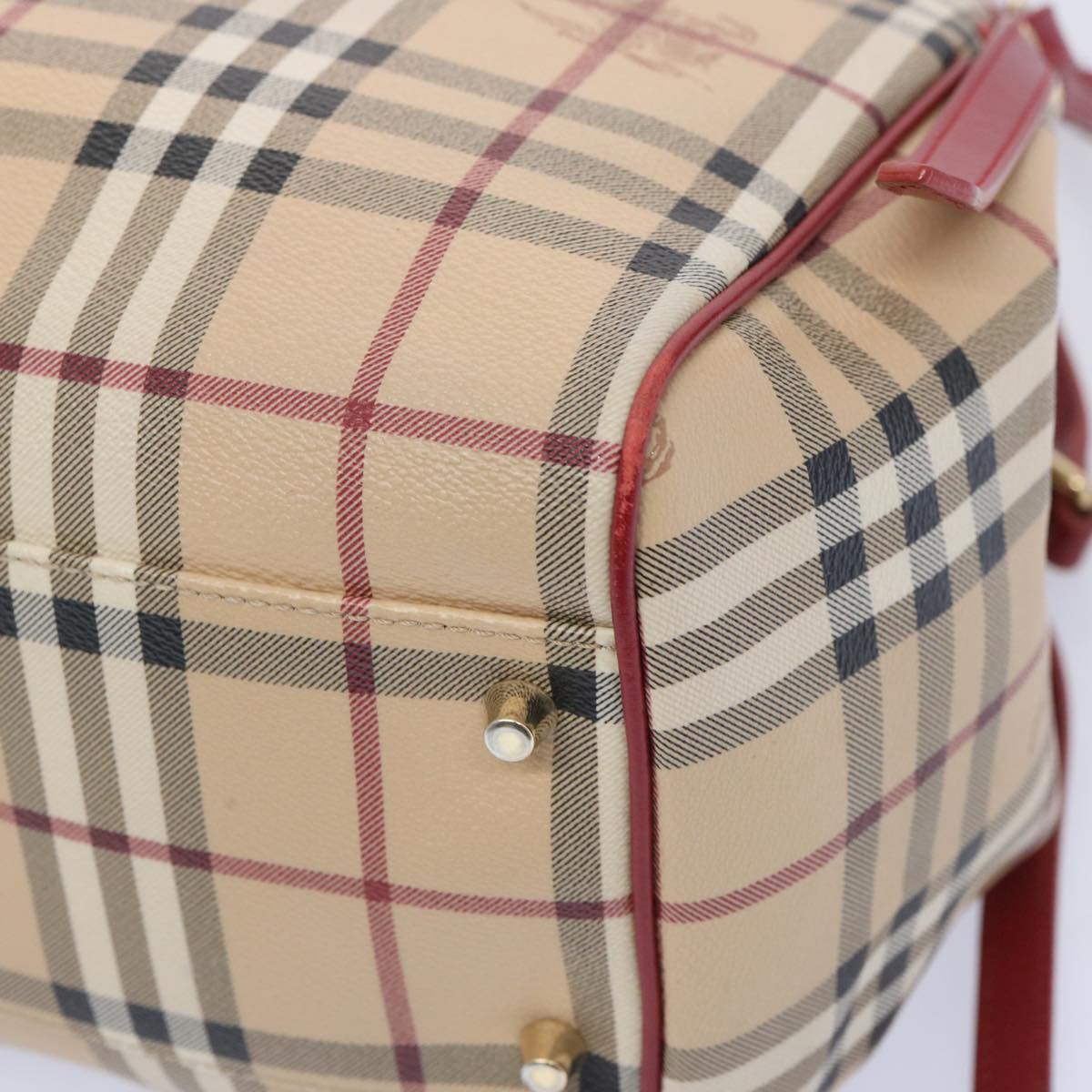 BURBERRY Nova Check Tote Bag PVC Leather Beige Auth 66505