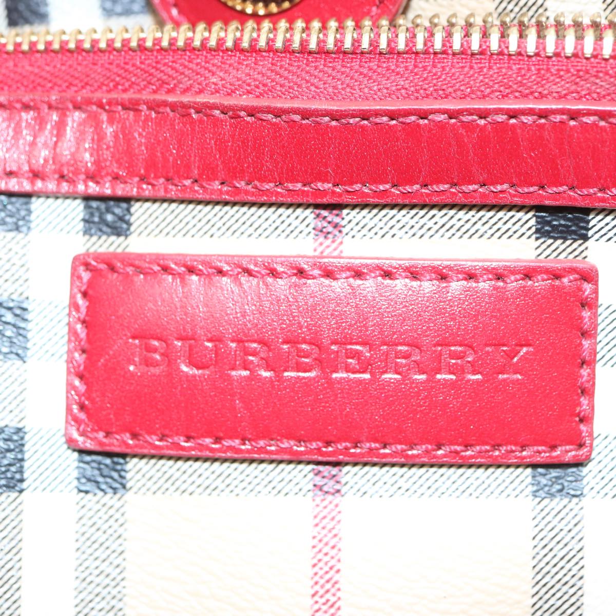 BURBERRY Nova Check Tote Bag PVC Leather Beige Auth 66505