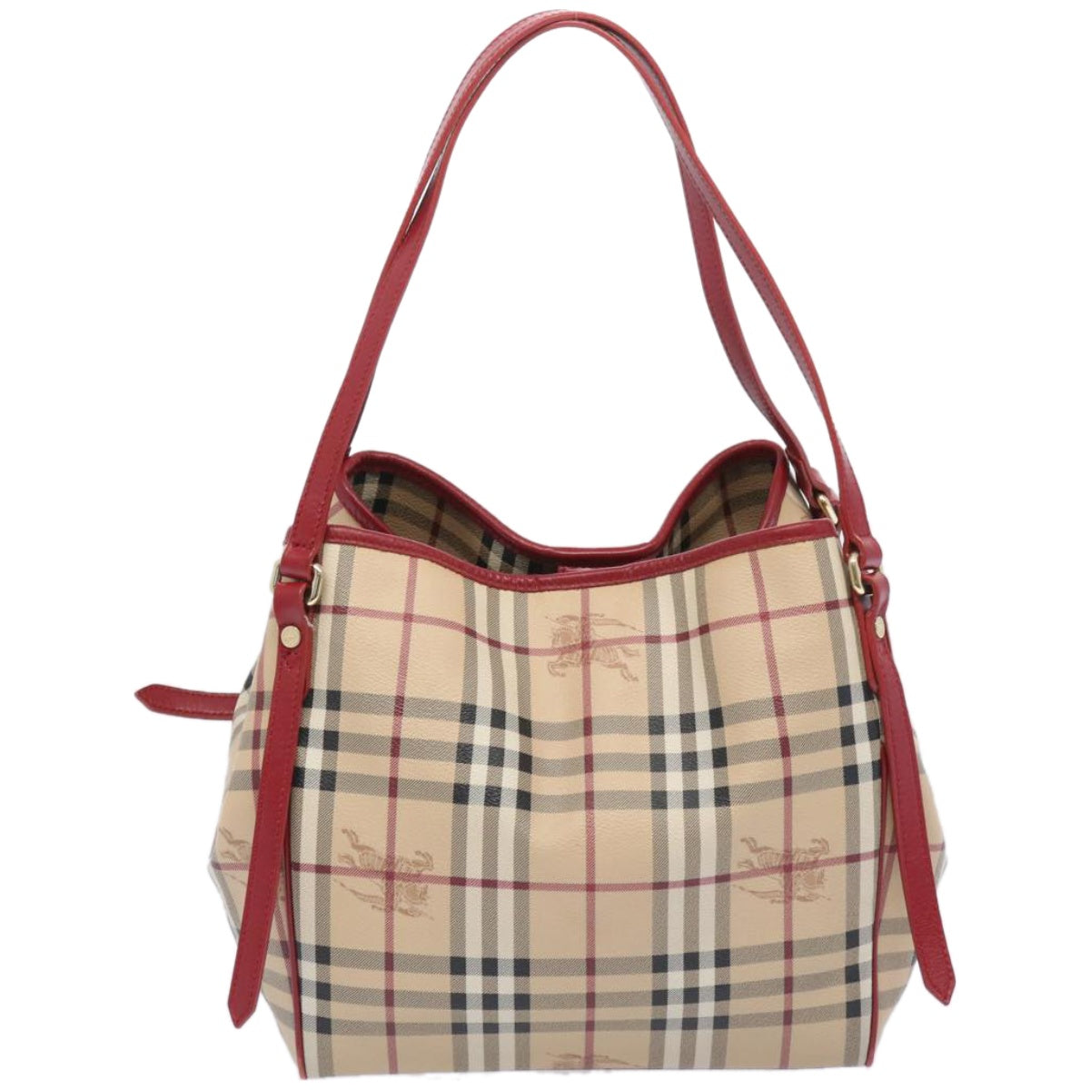 BURBERRY Nova Check Tote Bag PVC Leather Beige Auth 66505