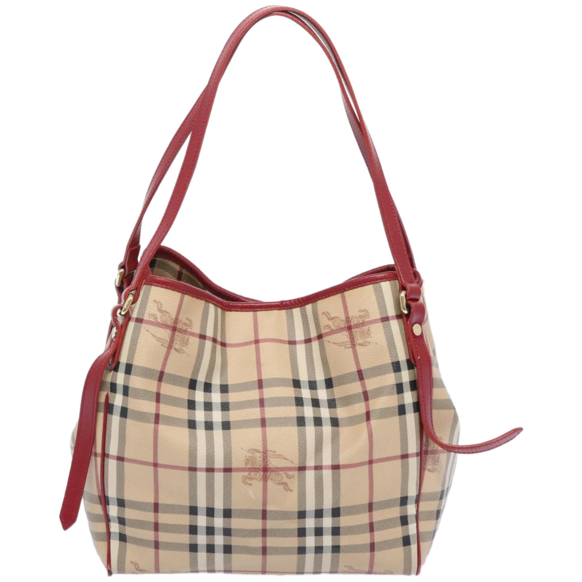 BURBERRY Nova Check Tote Bag PVC Leather Beige Auth 66505