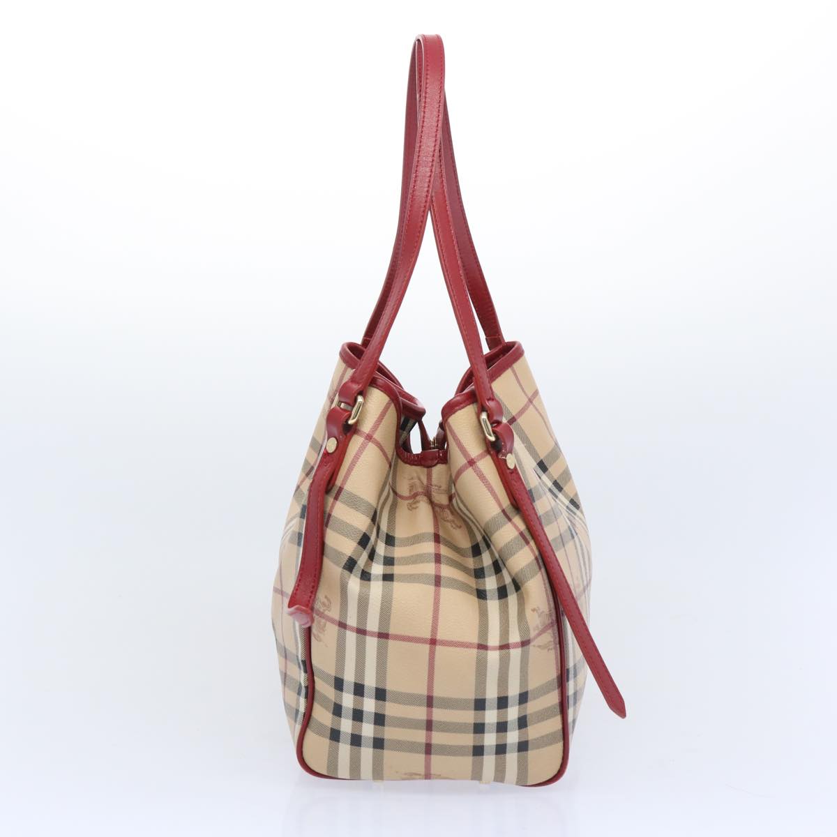 BURBERRY Nova Check Tote Bag PVC Leather Beige Auth 66505